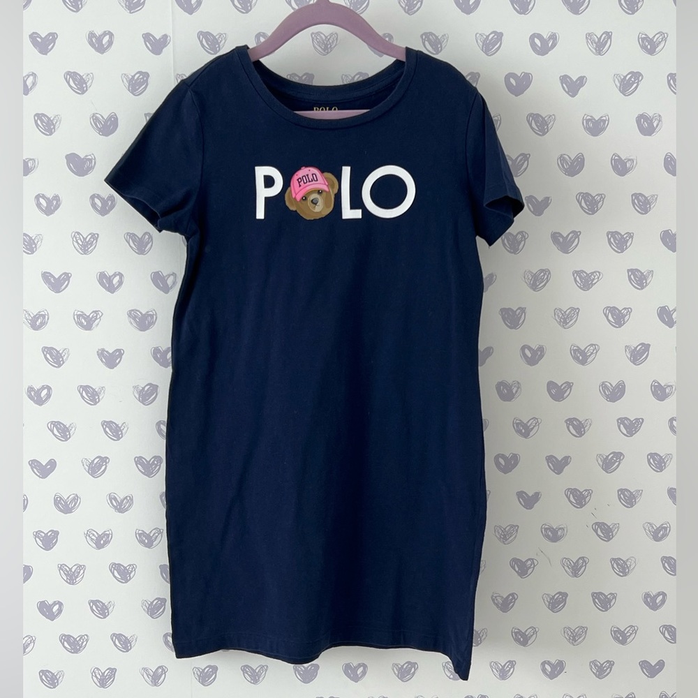 Polo Ralph Lauren Girls Short Sleeve Polo Bear Dress.         Size 6-7T
